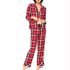 Victoria's Secret Sz Small Christmas Holiday Pajama Set Red Plaid Flannel